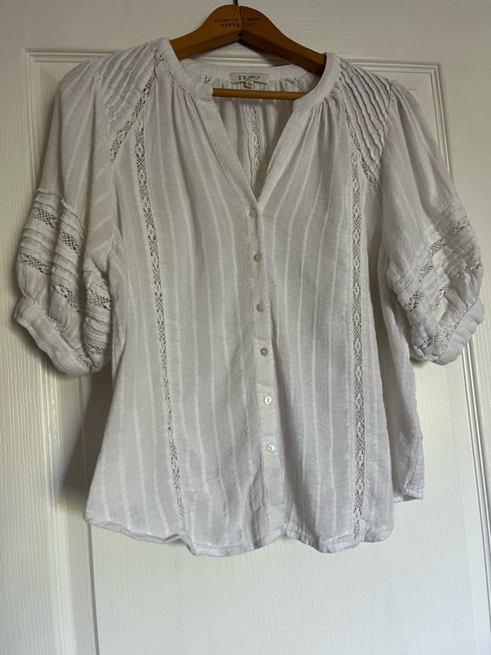 Romantic White Cottagecore Blouse top lace Detail boho cute cotton M